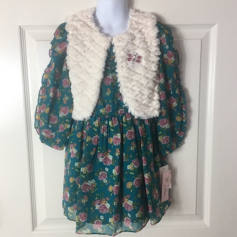 LITTLE LASS Dress And Vest Set Size 4 - Picture 1 of 8